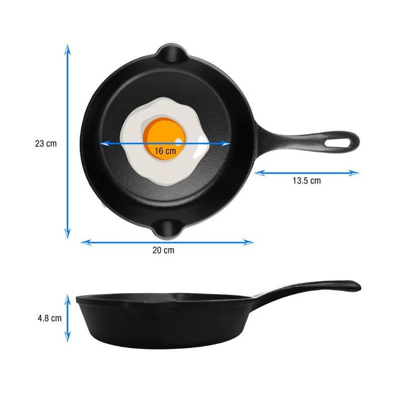 Sartén de Hierro Fundido Precurado 20 cm-3