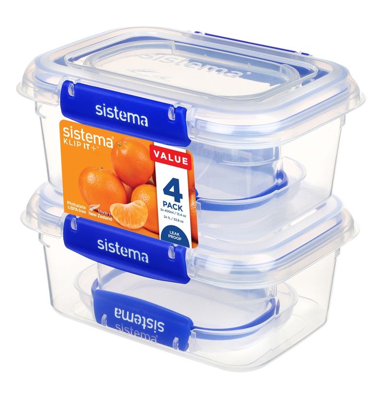 Set de 4 contenedores Klip It Plus (2x 400 ml - 2x 1.0 lts) Sistema-0