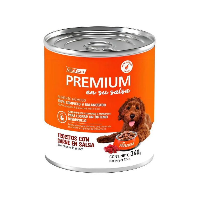 Pack 6 latas comida húmeda Perro Cachorro Vitalcan Premium En Su Salsa Lata 340g