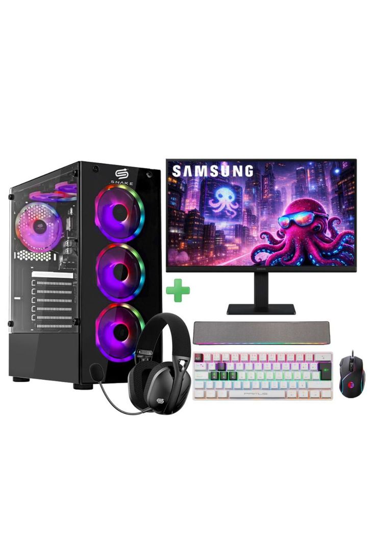 PC Snake Gamer + Monitor 22 Ryzen 5 5600GT 16GB RAM 512GB Negro