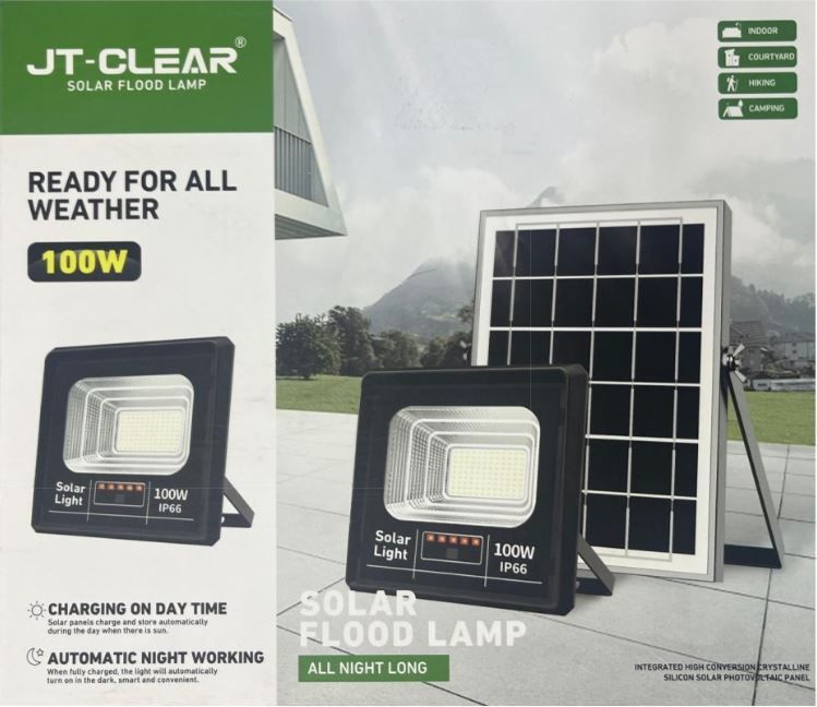 Foco Led con Panel Solar Reflector 100W IP66 JT-Clear-2