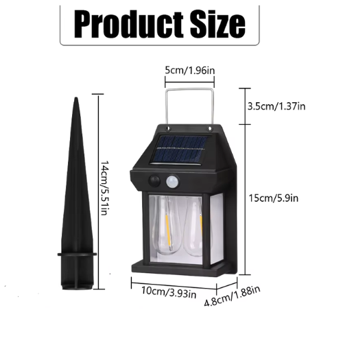 Lampara Solar De Pared o Jardin 2 Focos + Sensor Movimiento Luz Cálida-1