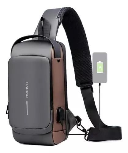 Bolso Bandolera Antirrobo Impermeable Hombre con Puerto USB-4