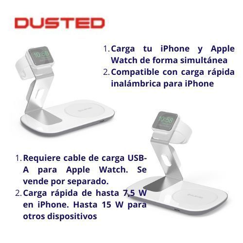 Base de Carga Inalámbrica Dual Compatible con Iphone y Apple Watch-1