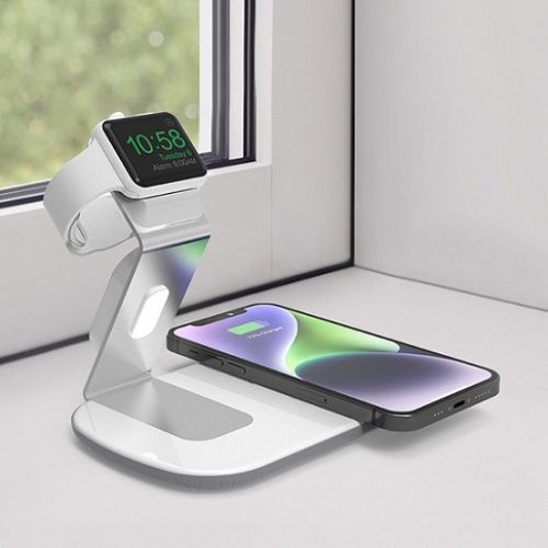 Base de Carga Inalámbrica Dual Compatible con Iphone y Apple Watch-2