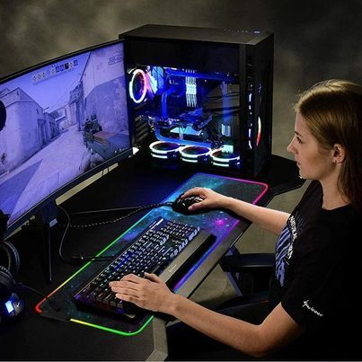Mouse Pad RGB Gamer Azul…-0