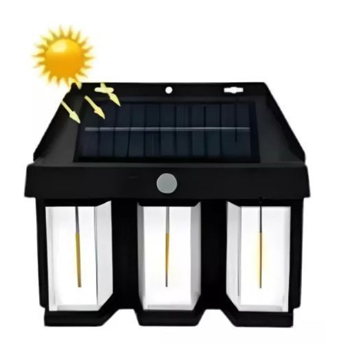 Lampara Solar De Pared 3 Focos + Sensor Movimiento Luz-0