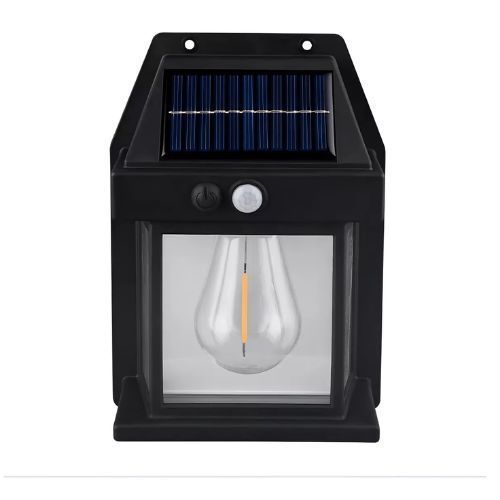 Lampara Solar De Pared 1 Foco + Sensor Movimiento Luz Cálida Exterior-0