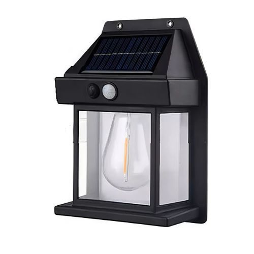 Lampara Solar De Pared 1 Foco + Sensor Movimiento Luz Cálida Exterior-1