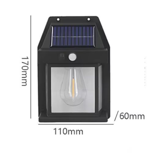 Lampara Solar De Pared 1 Foco + Sensor Movimiento Luz Cálida Exterior-2