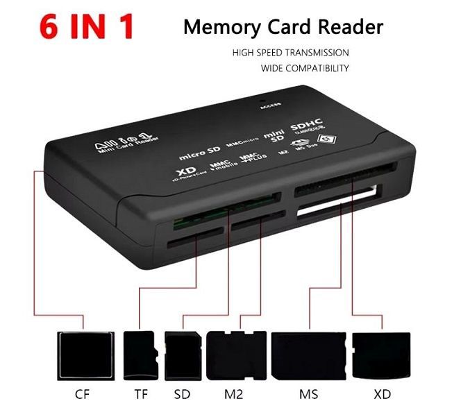 Lector de Tarjetas de Memoria Multifunción 6 En 1-1