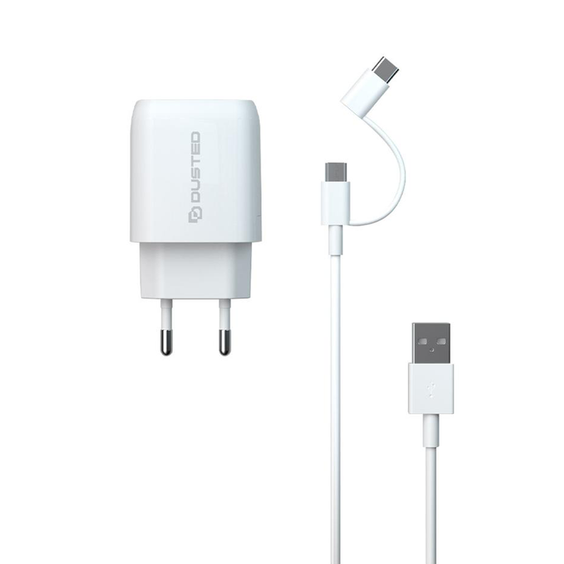 Cargador USB-C PD Carga rapida 20W para iPhone y iPad Dusted con Cable 2en1 Blanco-2
