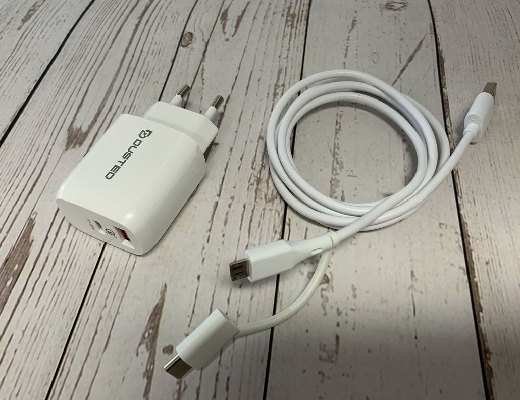 Cargador USB-C PD Carga rapida 20W para iPhone y iPad Dusted con Cable 2en1 Blanco-4