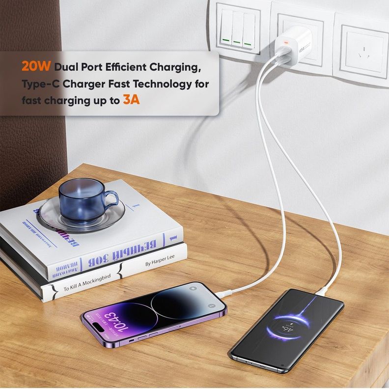 Cargador Carga Rapida 20w Usb Tipo C Para Android Vidvie PLE248-2