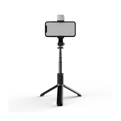 Selfie Stick con Luz LED Ajustable y Control Remoto Dusted Negro-0