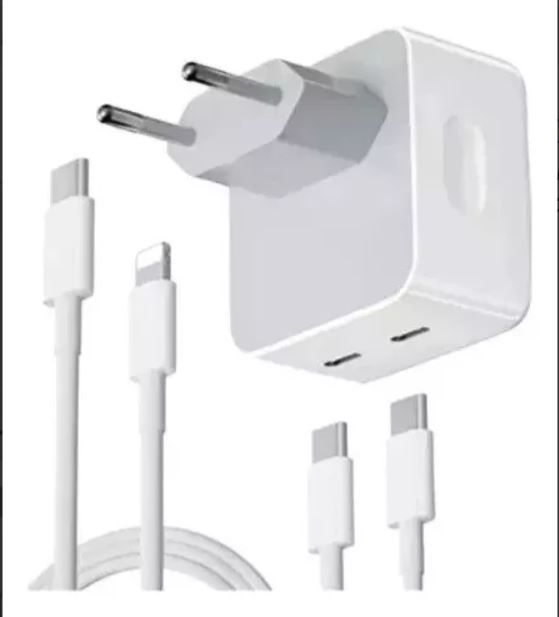 Cargador Doble Salida Iphone Android 40w Tipo C Carga Rápida-0