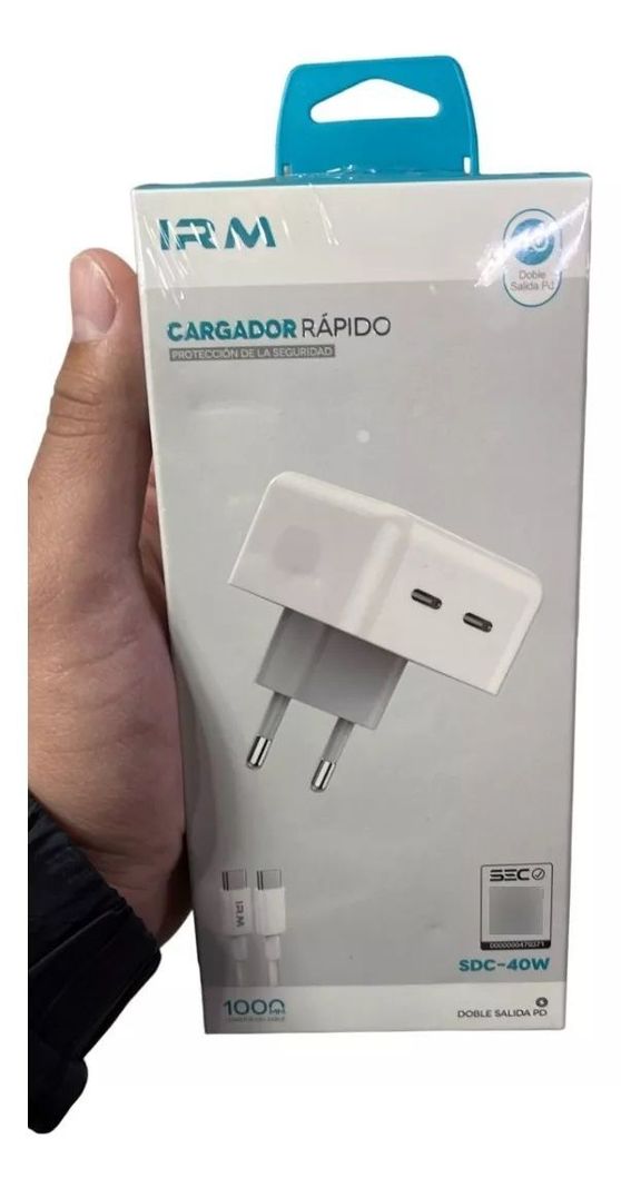 Cargador Doble Salida Iphone Android 40w Tipo C Carga Rápida-4