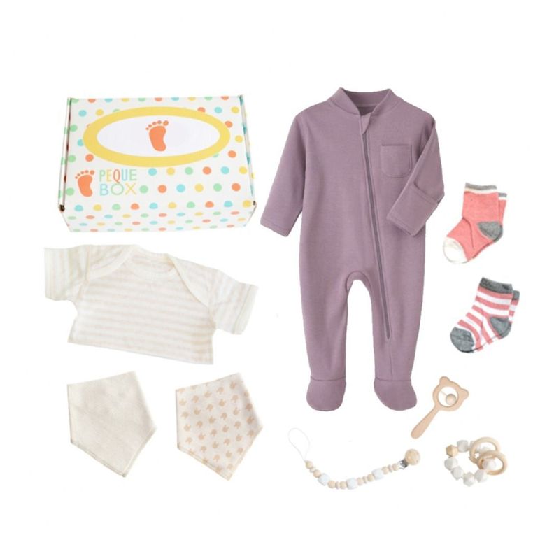 Set de Enterito de algodón Lila para bebe-0