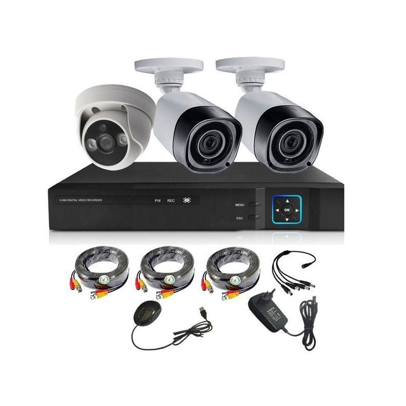 Kit 3 Cámaras de Seguridad Mixto HD 1MP - M35L-0