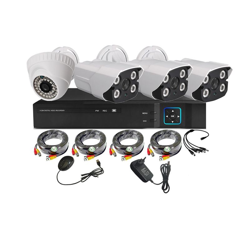 Kit 4 Camaras de Seguridad Mixto HD 1MP - M46L Blanco