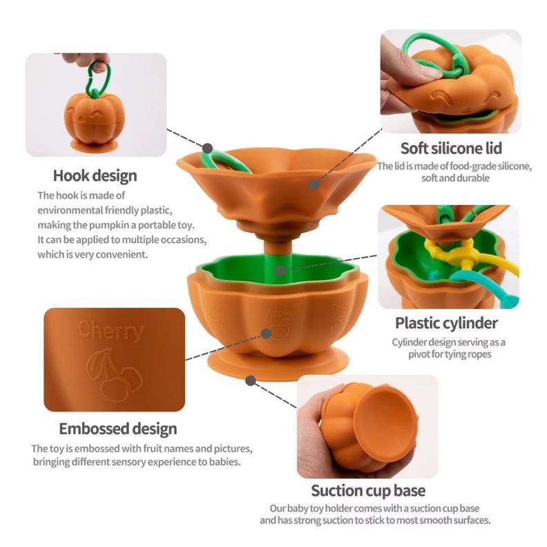 CALABAZA SUJETADOR DE JUGUETES Y CHUPETES SILICONA-3