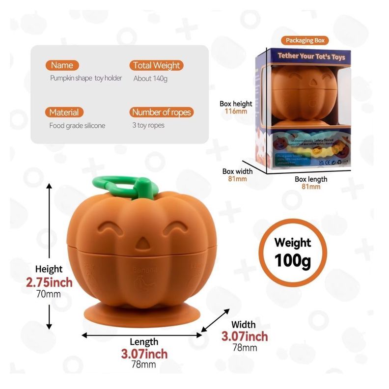 CALABAZA SUJETADOR DE JUGUETES Y CHUPETES SILICONA-4