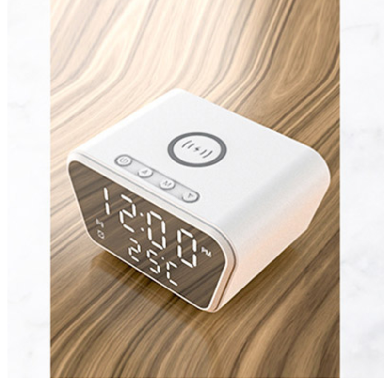 RELOJ DESPERTADOR DIGITAL CON CARGADOR INALAMBRICO BLANCO-2