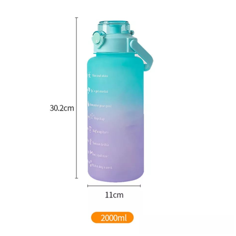BOTELLA DE AGUA DEPORTIVA MOTIVACIONAL 2 L/900 ML PACK 2-0
