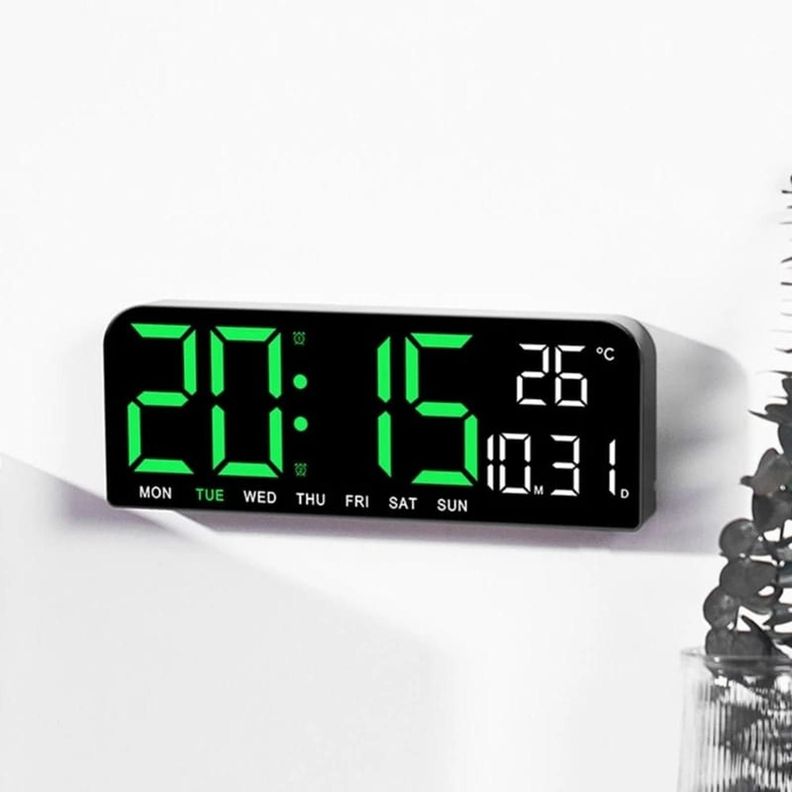 RELOJ DIGITAL DE PARED CON INDICADOR DE TEMPERATURA-0