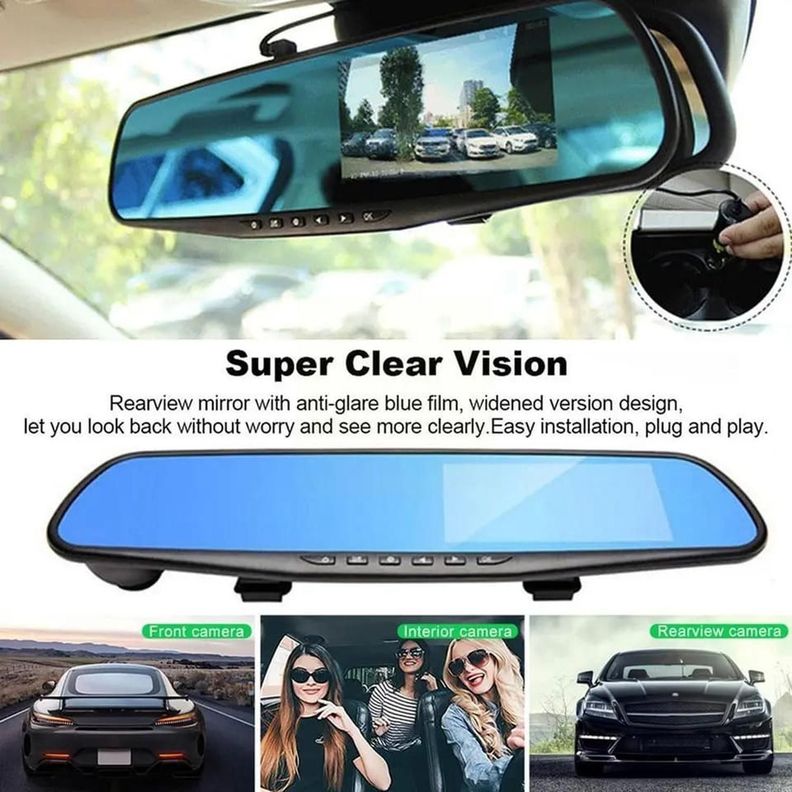 Espejo Retrovisor Con Cámara Retroceso Y Cámara Frontal Hd-2