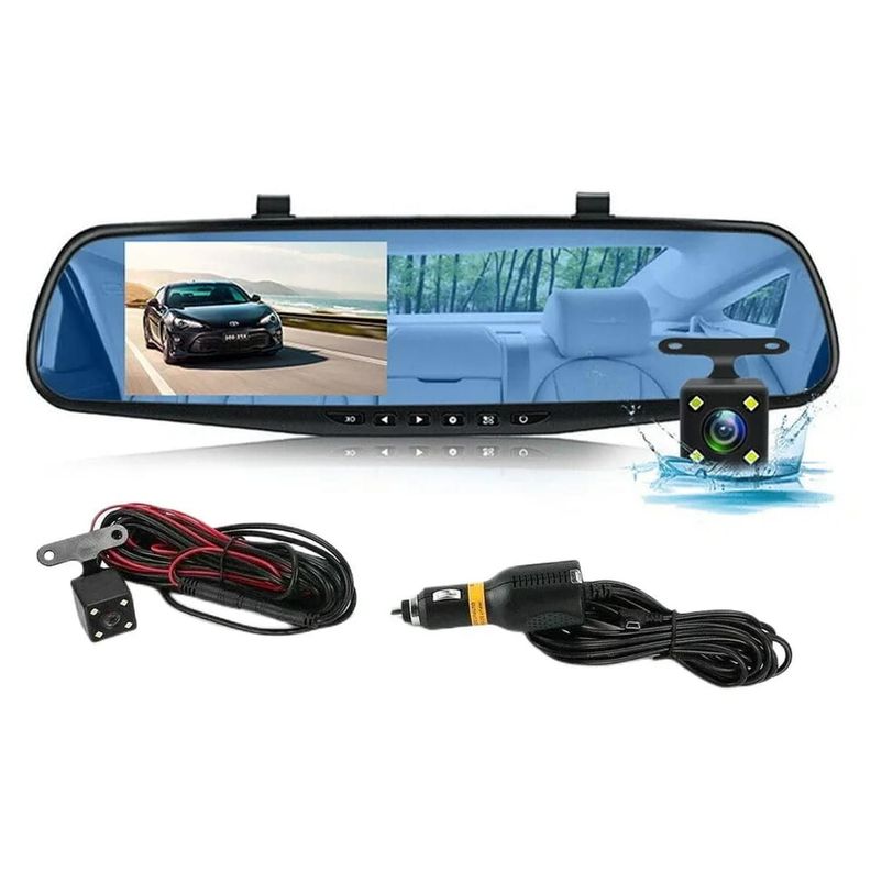 Espejo Retrovisor Con Cámara Retroceso Y Cámara Frontal Hd-4