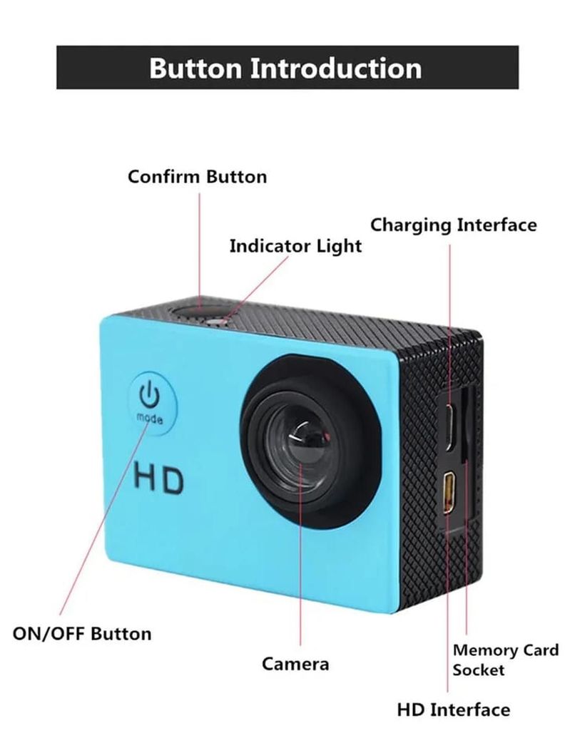 CAMARA DEPORTIVA SUMERGIBLE 4K FULL HD AZUL-1