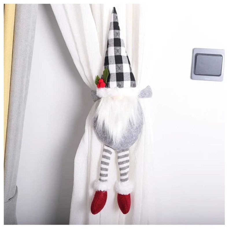 MUÑECO ADORNO DE NAVIDAD TAPADOR DE CORTINA PASCUERO GRIS-0