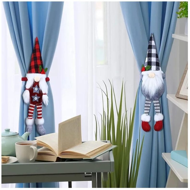 MUÑECO ADORNO DE NAVIDAD TAPADOR DE CORTINA PASCUERO GRIS-1