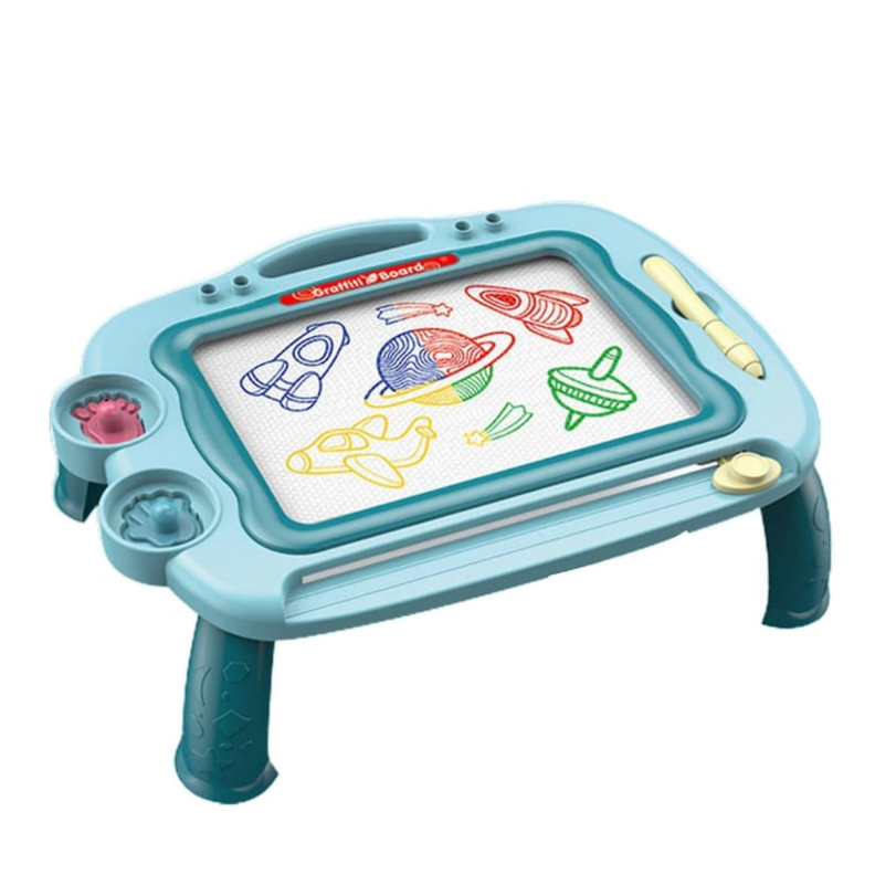 JUEGO TABLERO DE DIBUJO MAGNETICO CON SOPORTE AZUL-0