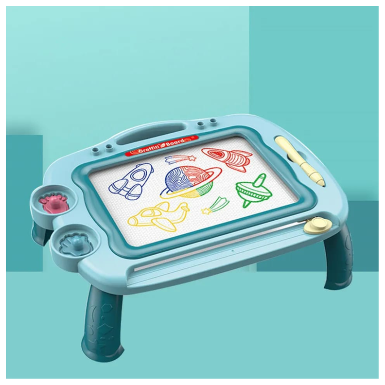 JUEGO TABLERO DE DIBUJO MAGNETICO CON SOPORTE AZUL-1