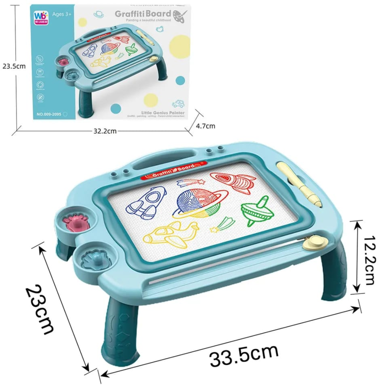 JUEGO TABLERO DE DIBUJO MAGNETICO CON SOPORTE AZUL-2
