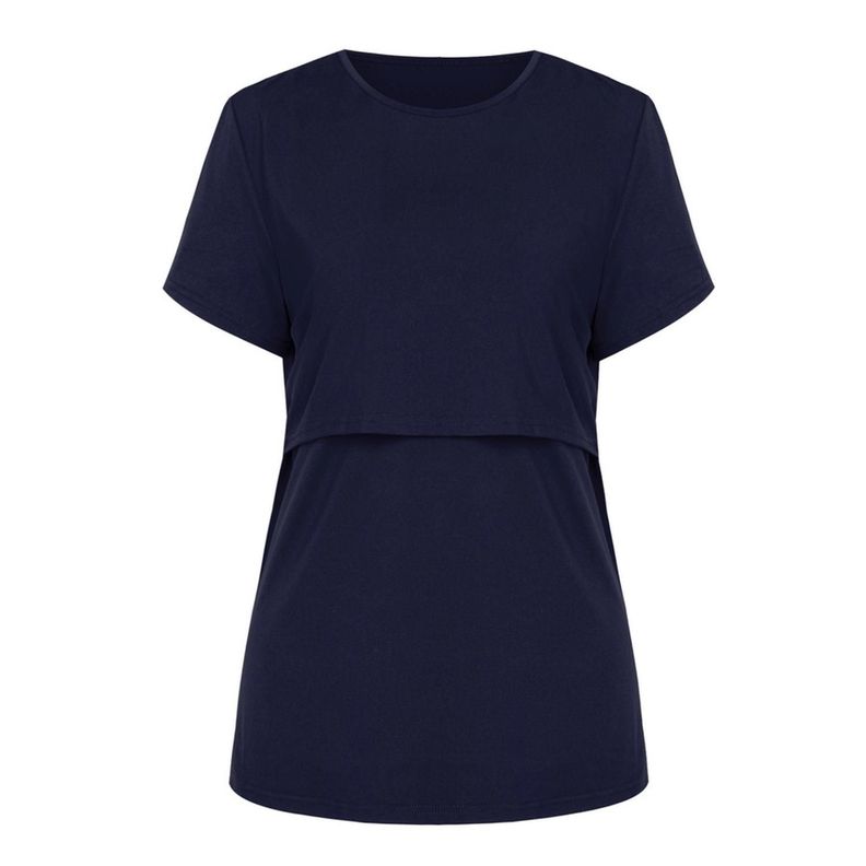 Polera Lactancia Maternidad Lina Manga Corta Azul Marino-1