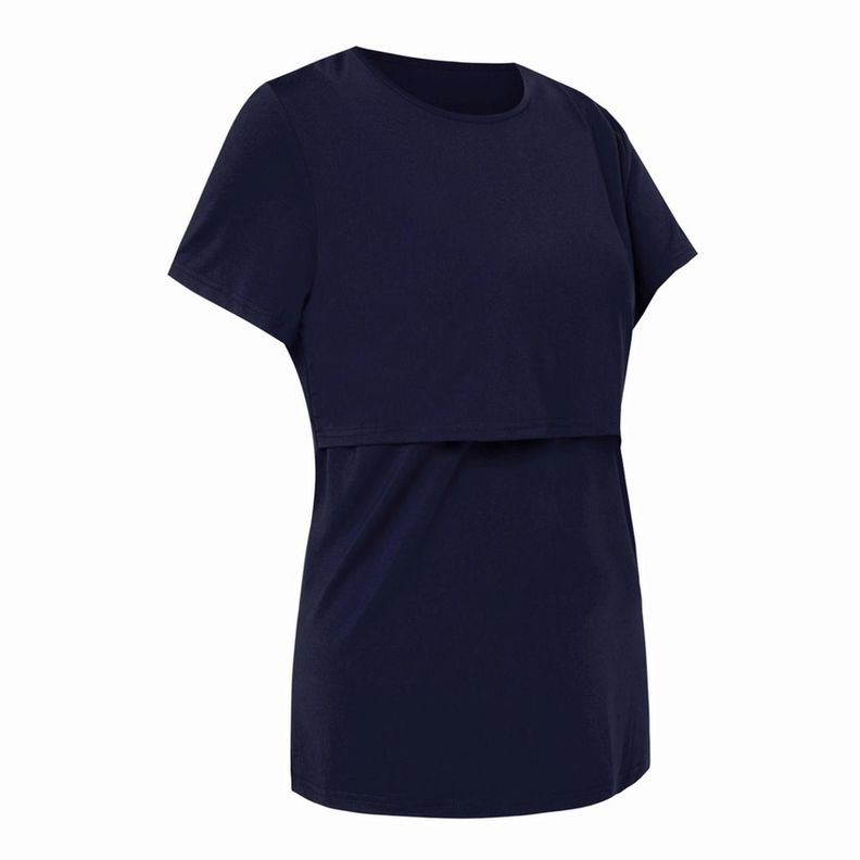 Polera Lactancia Maternidad Lina Manga Corta Azul Marino-2