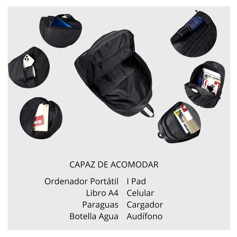 Mochila Notebook Impermeable Multiusos 45x14x31-3