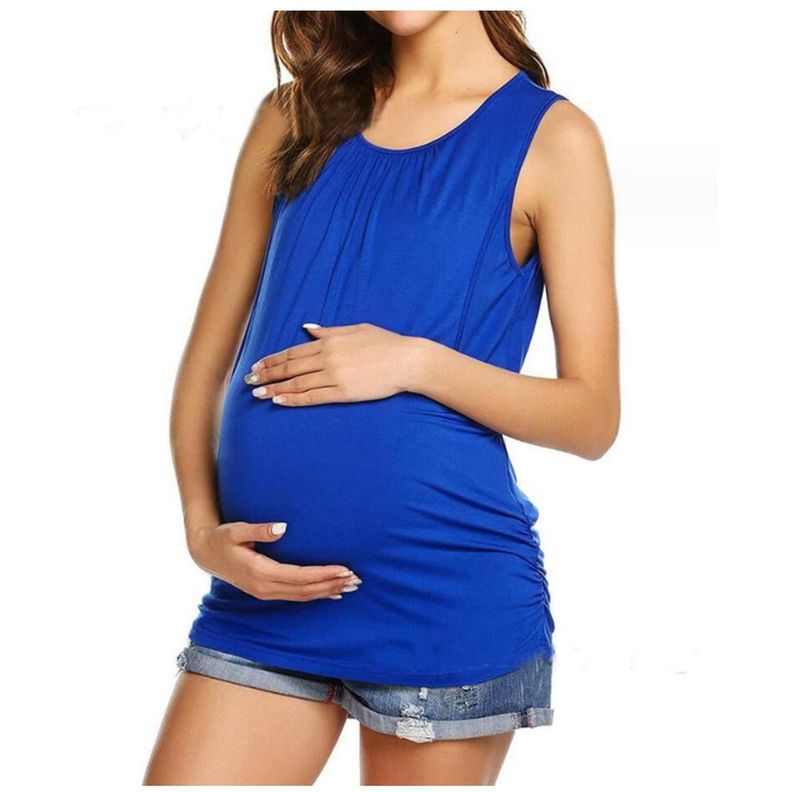 Polera Lactancia Maternidad Vera Sin Manga Azul-1