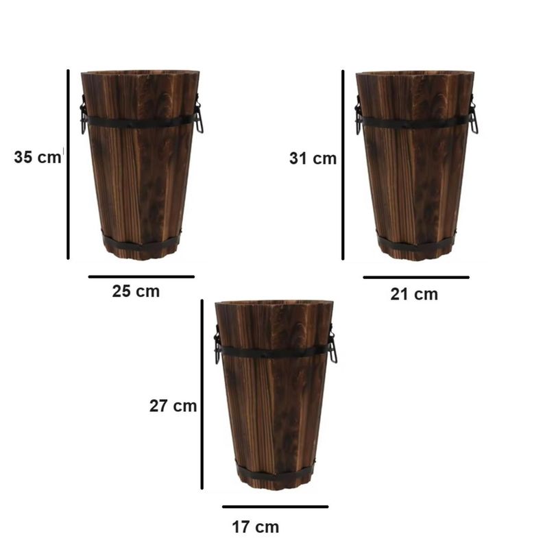 Maceteros de Madera de Abeto. Pack 3 unidades. 35 / 31 / 37 Cm-2