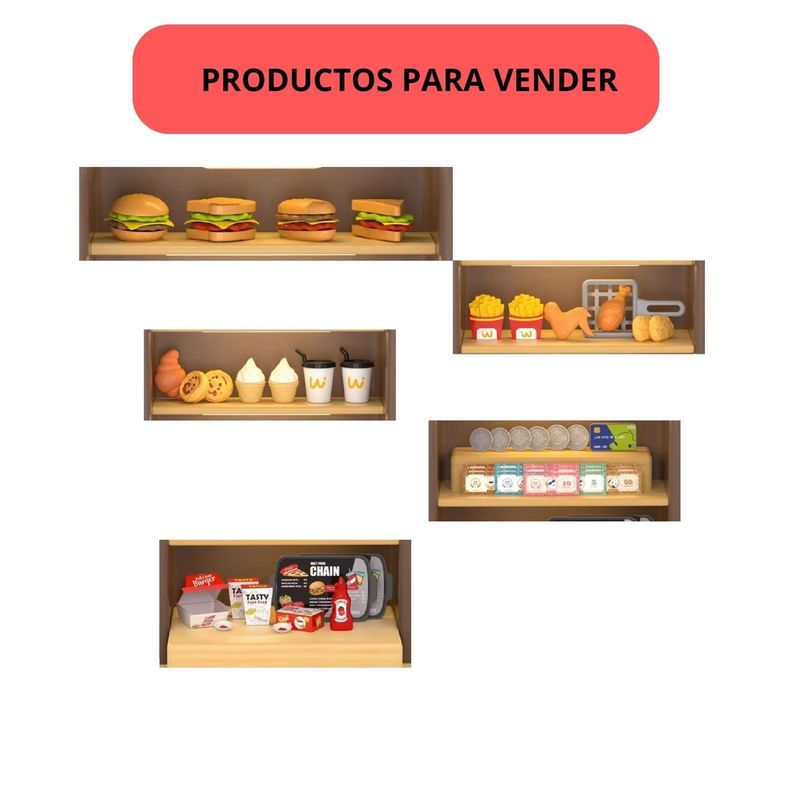 Supermercado Juguete Cocina De Comida Rapida Luz y sonido-3
