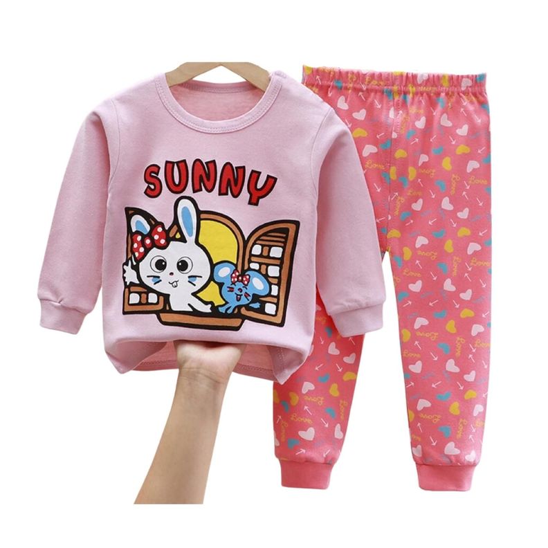 Pijama Niña Infantil Manga Larga Algodon Sunny Rosa-0