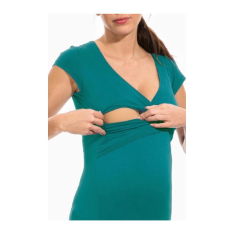 Polera Lactancia Maternidad Manga Corta Dani Turquesa-0