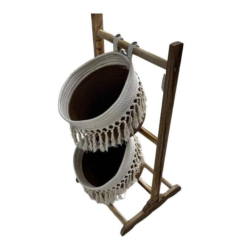 Jardinera Pedestal Organizador Canasto Maceta Fibra Natural-0