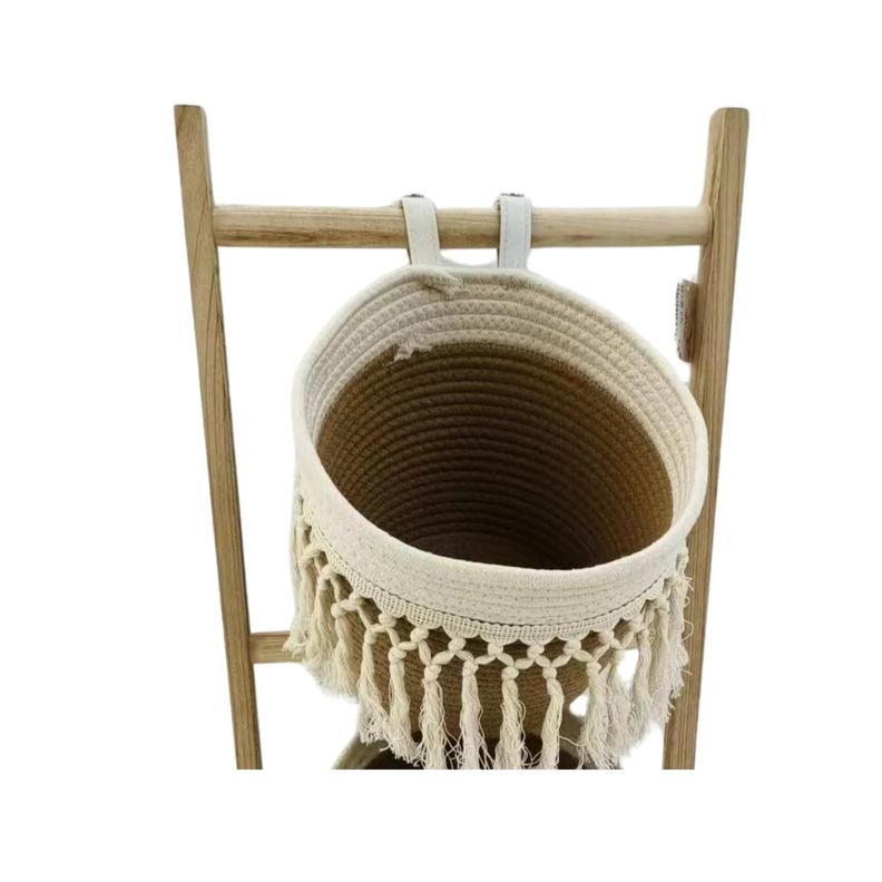 Jardinera Pedestal Organizador Canasto Maceta Fibra Natural-3