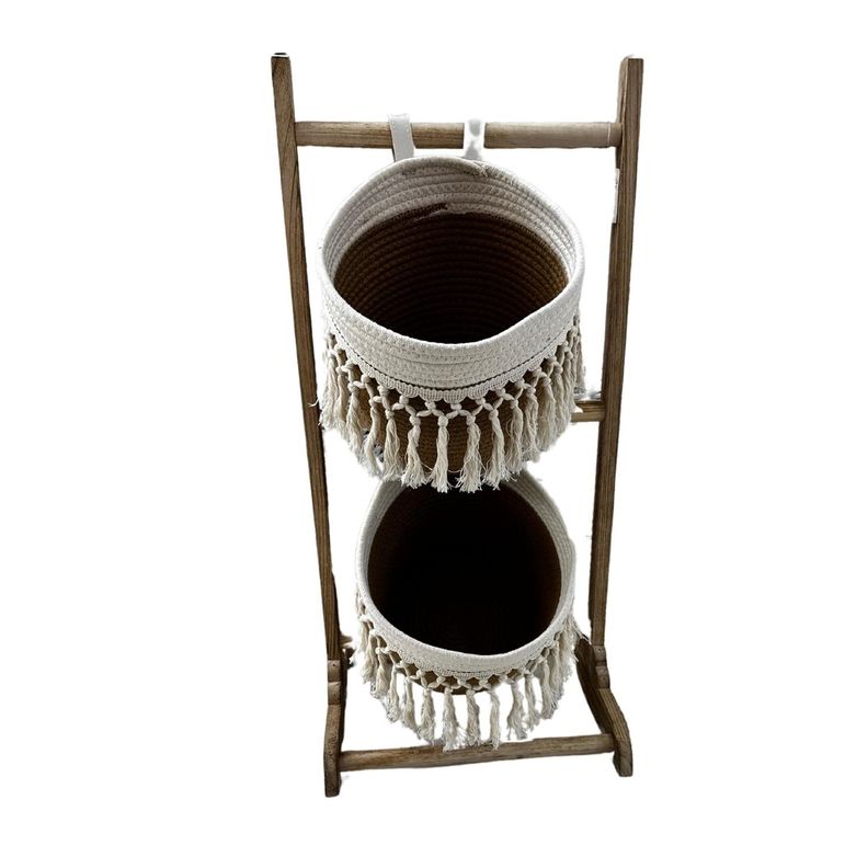 Jardinera Pedestal Organizador Canasto Maceta Fibra Natural-4
