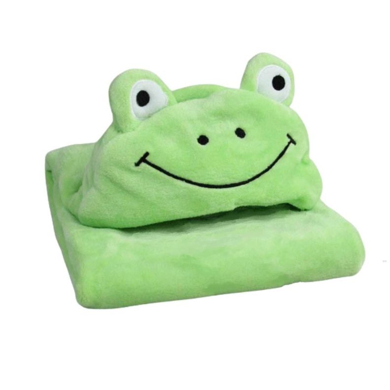 Toalla Bebe Con Capucha Rana Verde-0