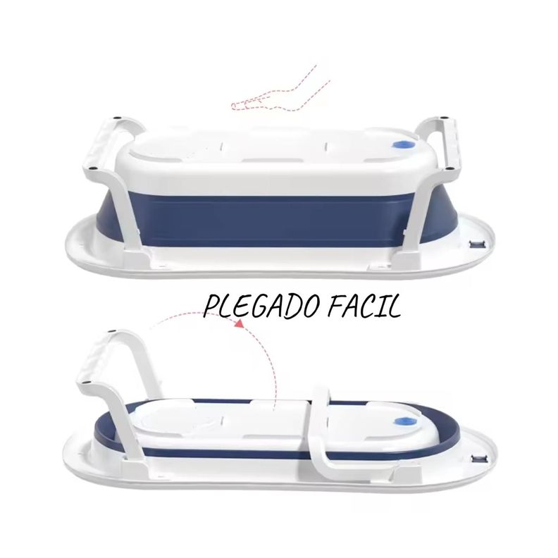 Bañera Plegable Bebe Grande 80x49 Antideslizante Azul-1